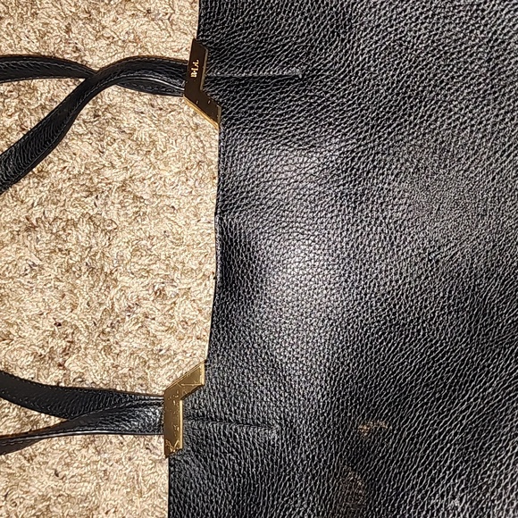 RALPH LAUREN PEBBLED LEATHER GOLD LINED LARGE TOTE EUC - Picture 4 of 12